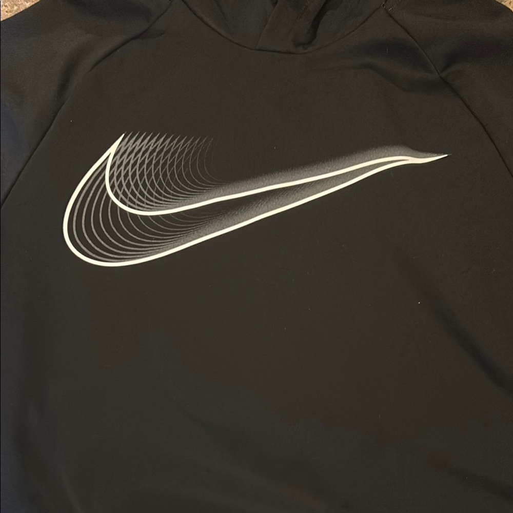 Nike Black Hoodie with White Swoosh Size S